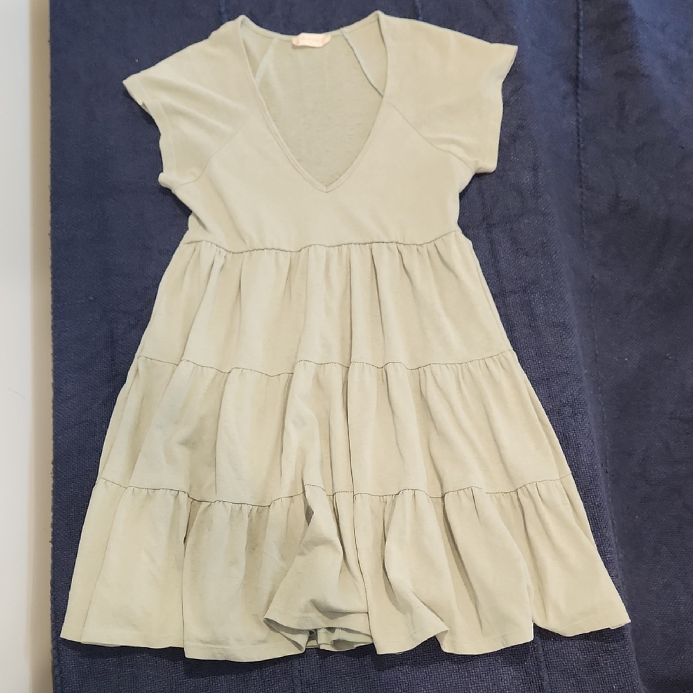 Altar'd State Sage Green Tiered Dress